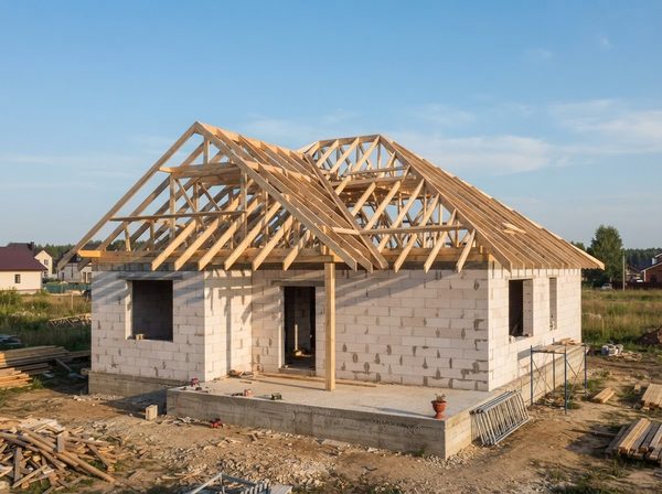 Стропильная система крыши над коробкой из газобетона